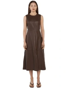 Thessa Leather Dress in Chocolate