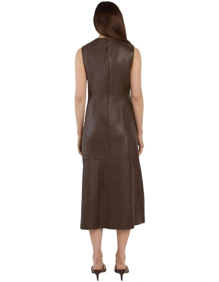 Thessa Leather Dress in Chocolate image 2