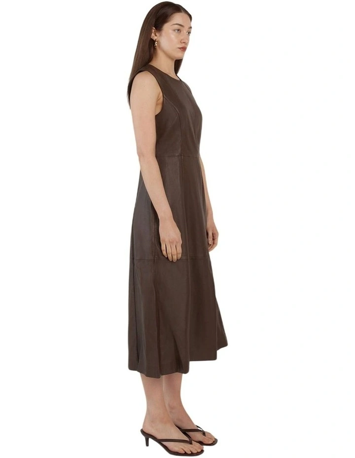 Thessa Leather Dress in Chocolate image 3