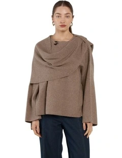 Amaris Cape Coatigan in Mushroom Marle