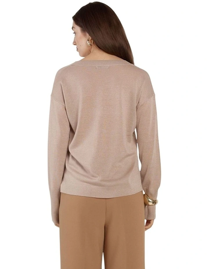 Oriane Sparkle VinNeck Knit in Gold image 2