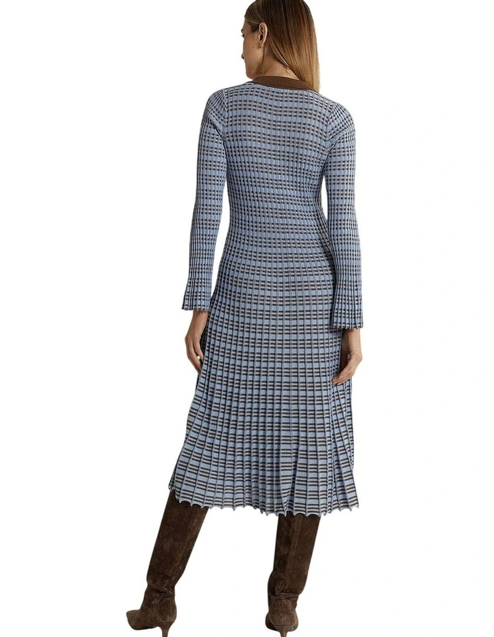 Nesta Check Knit Maxi Dress in Blue/Chocolate image 2