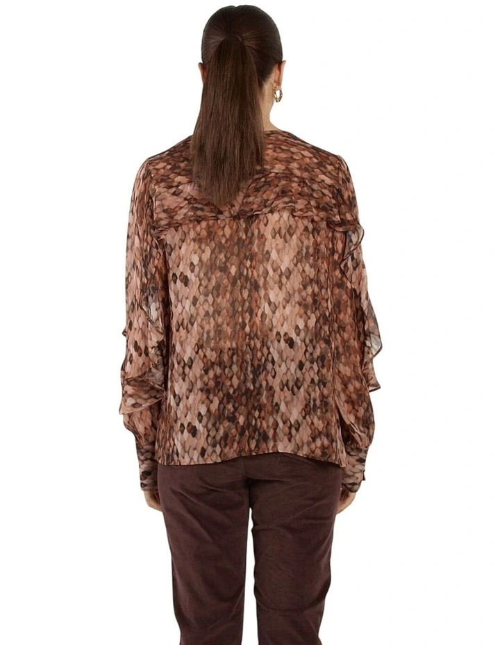 Odette Ruffle Blouse in Snake Print image 2