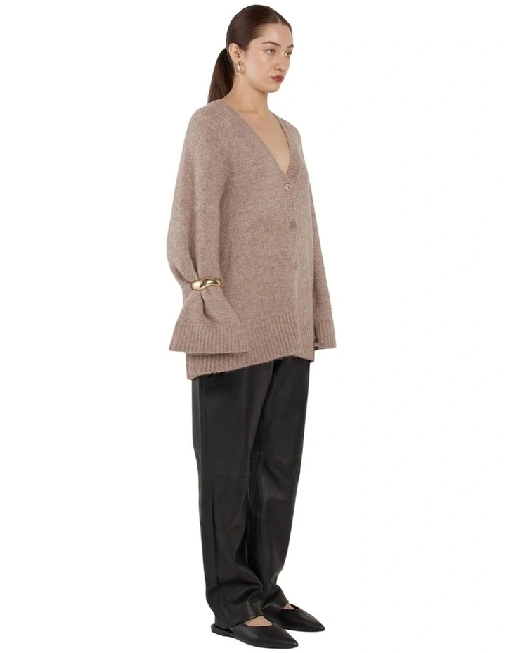 Zinnia Fluffy Cardigan in Mushroom image 3