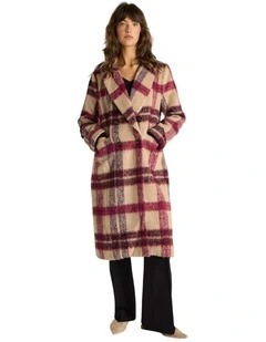 Harlow Check Longline Coat in Check