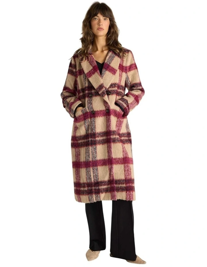 Harlow Check Longline Coat in Check image 1