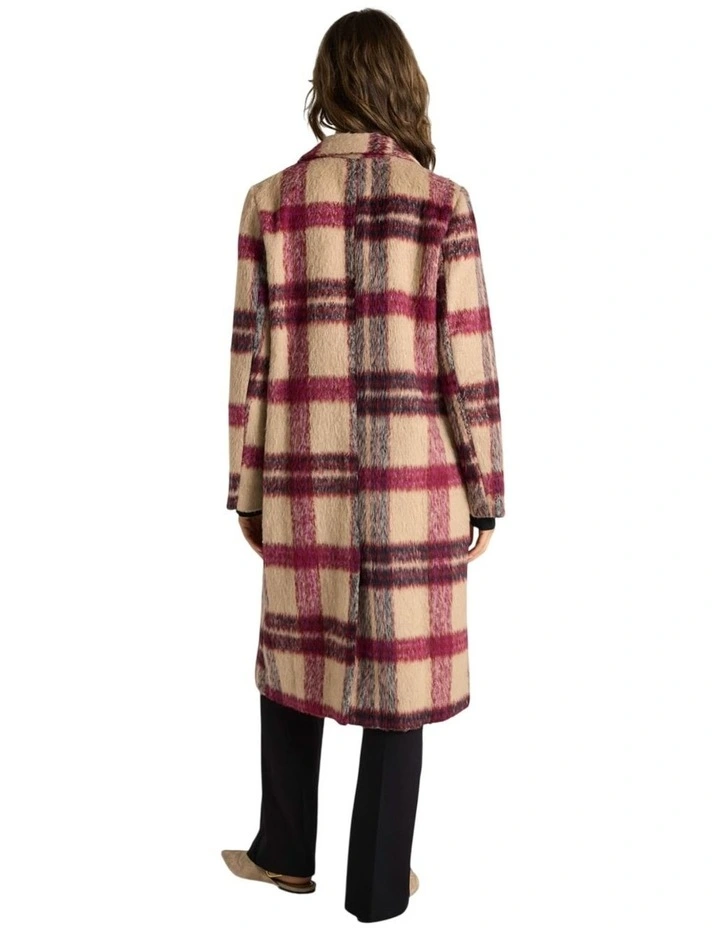Harlow Check Longline Coat in Check image 2