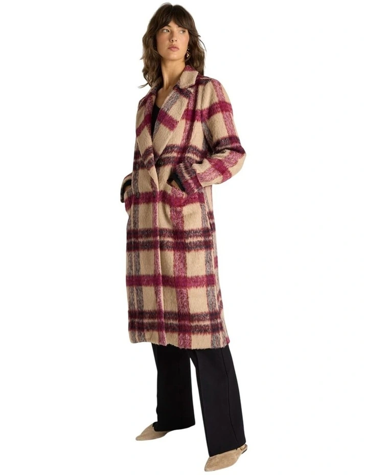 Harlow Check Longline Coat in Check image 3