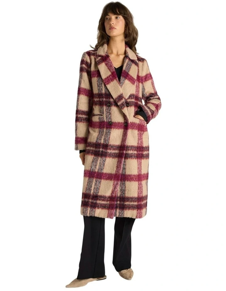 Harlow Check Longline Coat in Check image 4