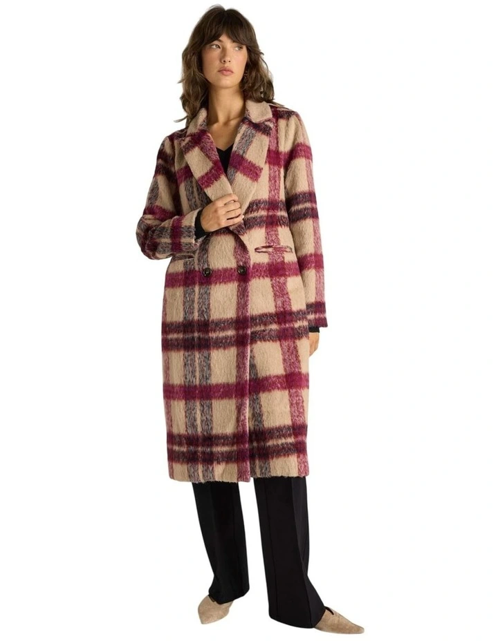 Harlow Check Longline Coat in Check image 5