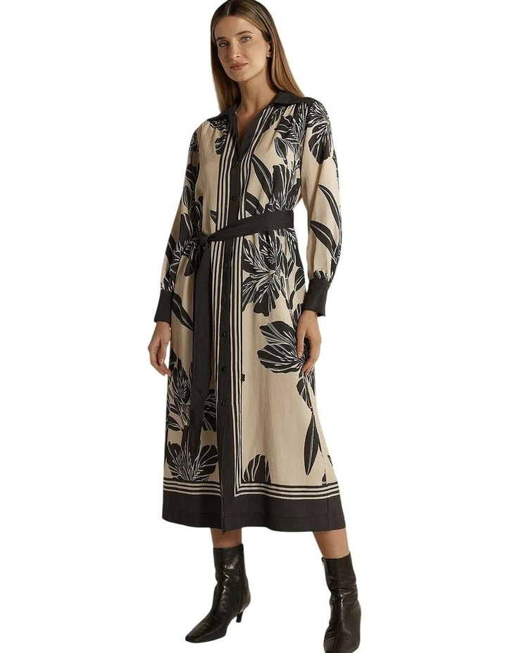 June Shirt Dress in Shadow in Floral Midi image 2