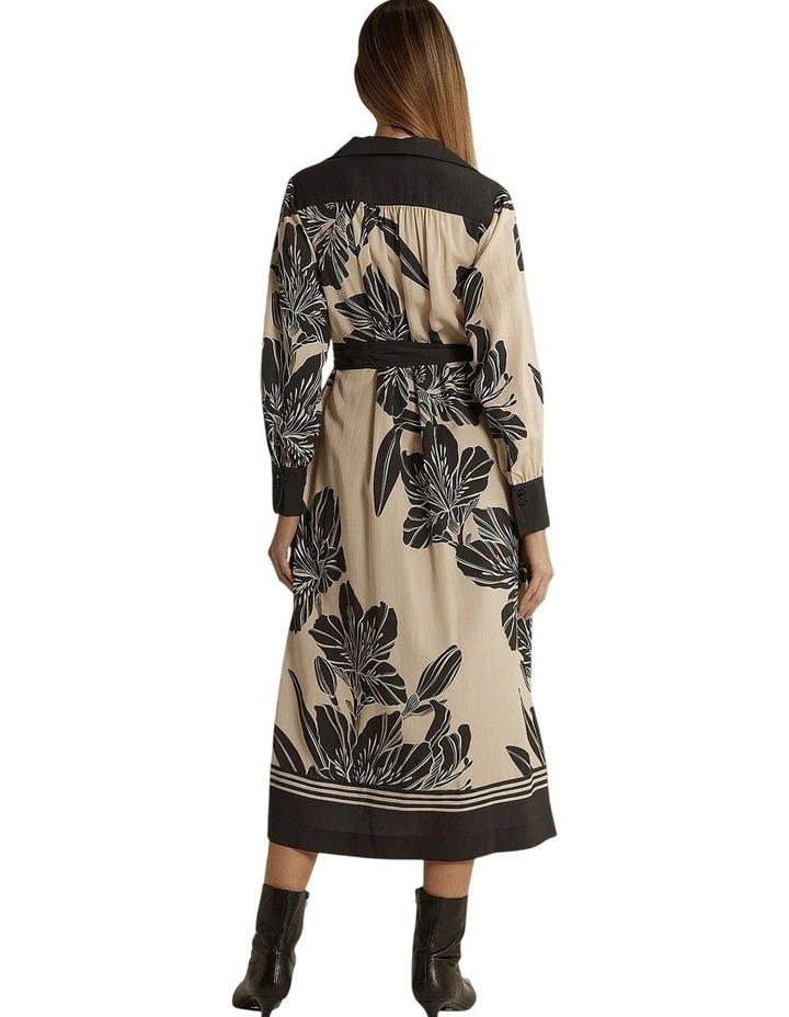 June Shirt Dress in Shadow in Floral Midi image 3