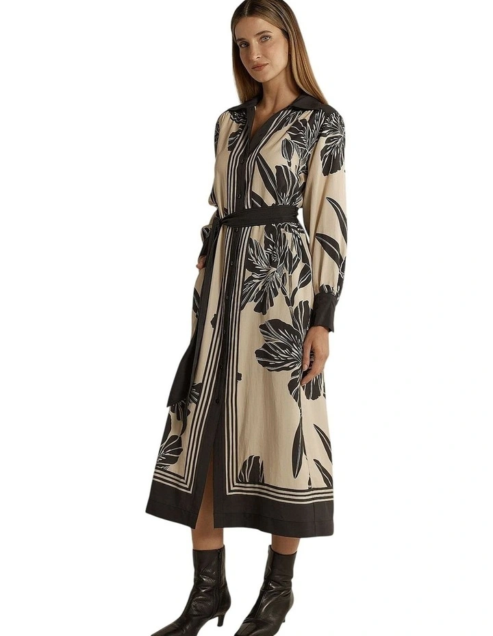 June Shirt Dress in Shadow in Floral Midi image 4