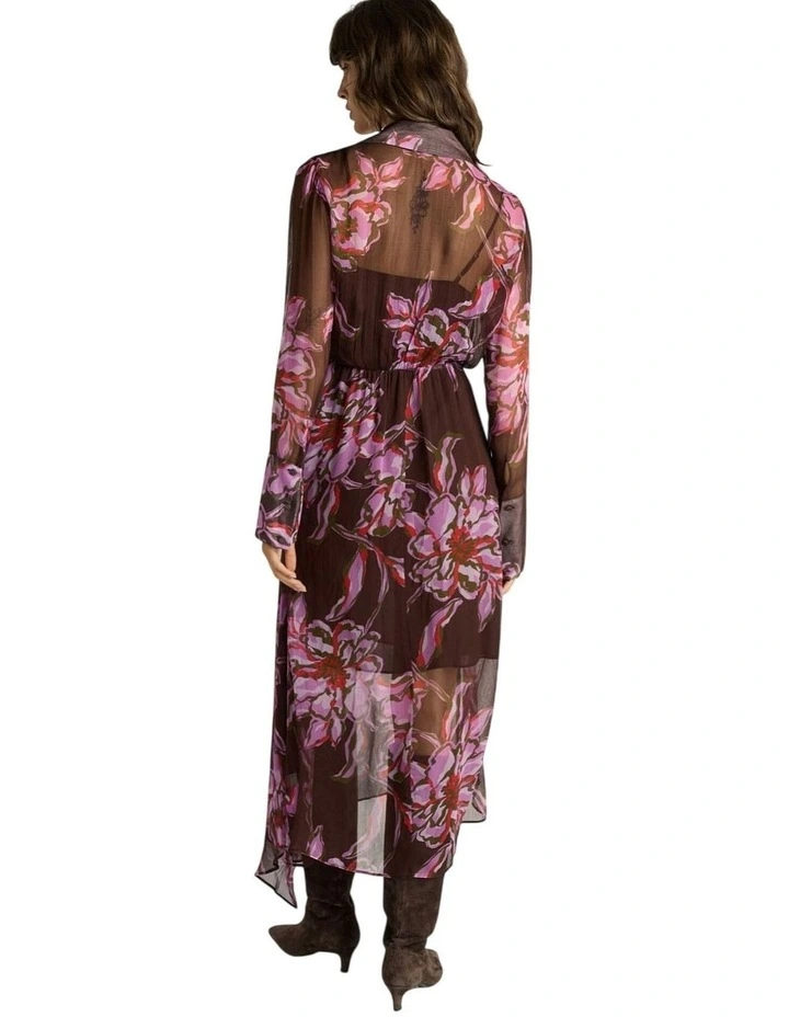 Isla Wrap Dress in Dark Flower Print image 2