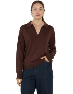 Solenne Polo Knit in Chocolate