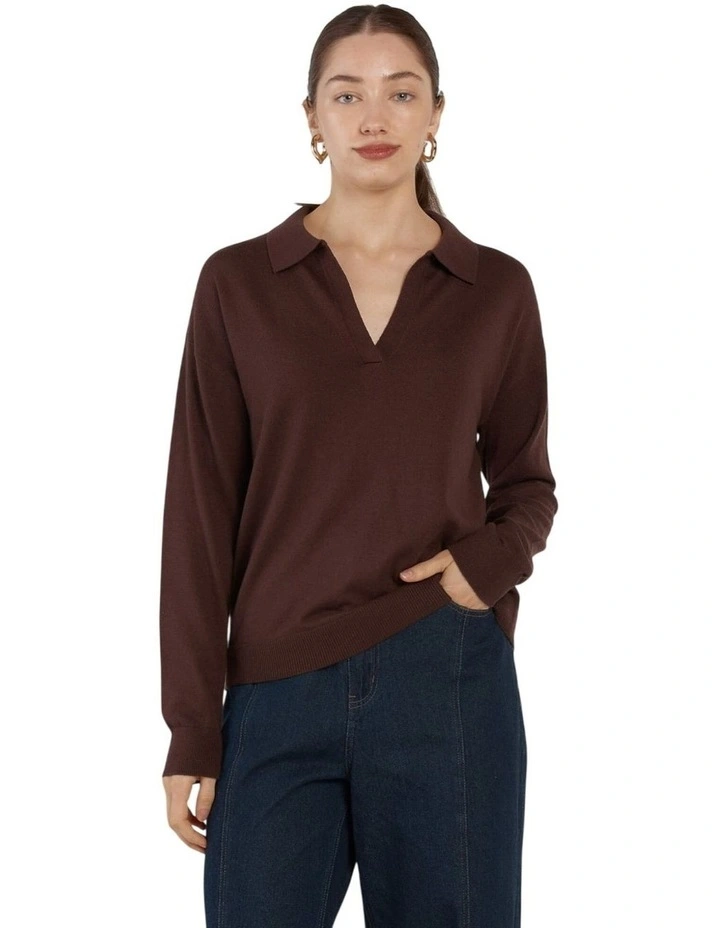 Solenne Polo Knit in Chocolate image 1
