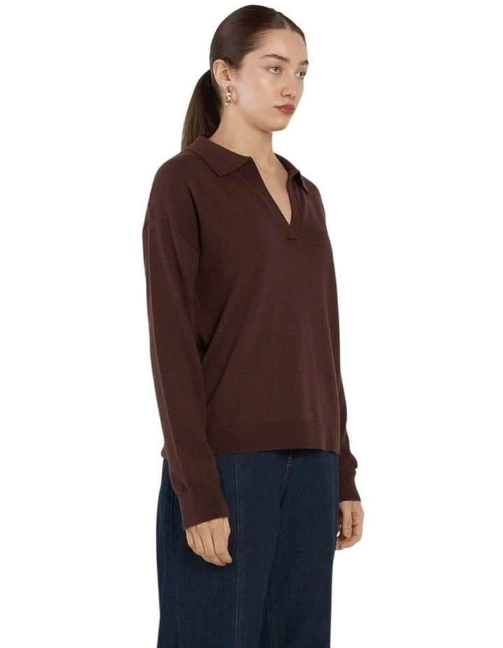 Solenne Polo Knit in Chocolate image 3