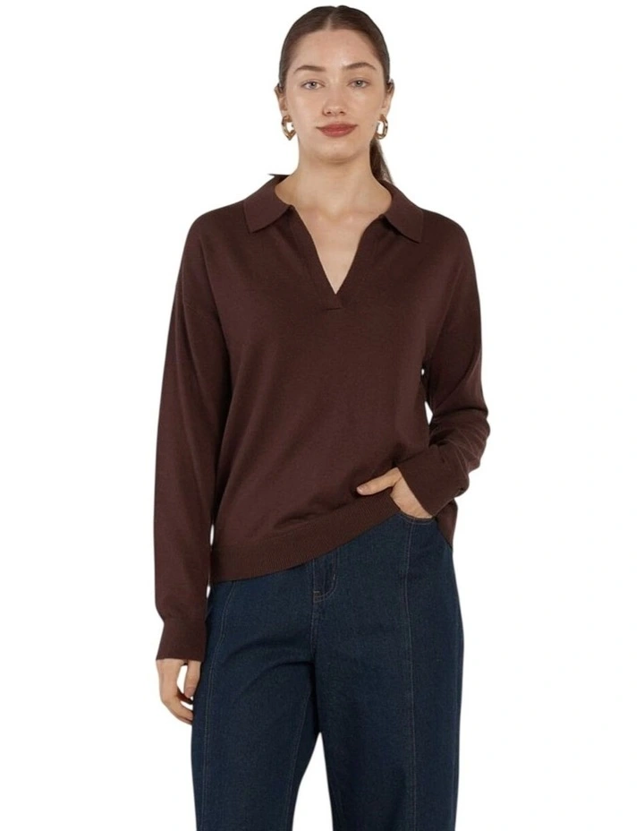 Solenne Polo Knit in Chocolate image 4