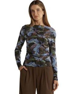 MJ26 Alix Mesh Top in Blurred Floral