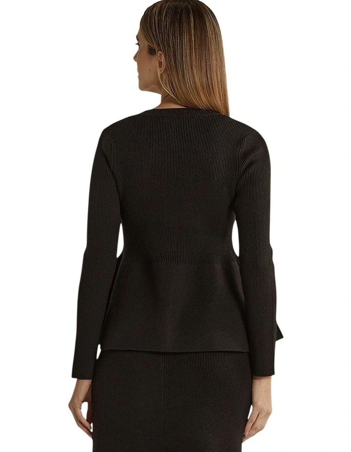 Vale Peplum Cardigan in Black image 2