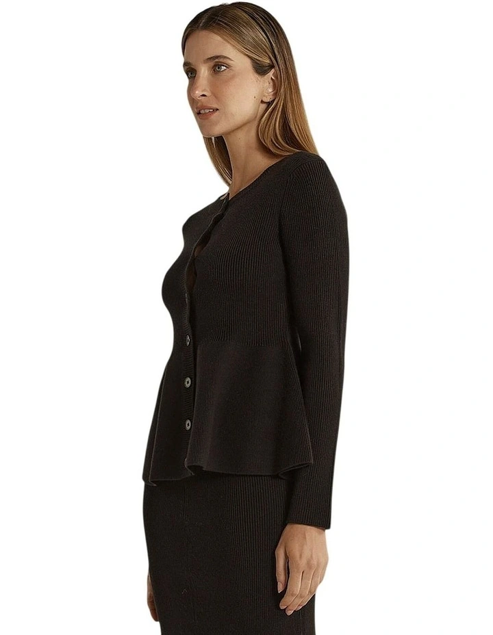Vale Peplum Cardigan in Black image 3