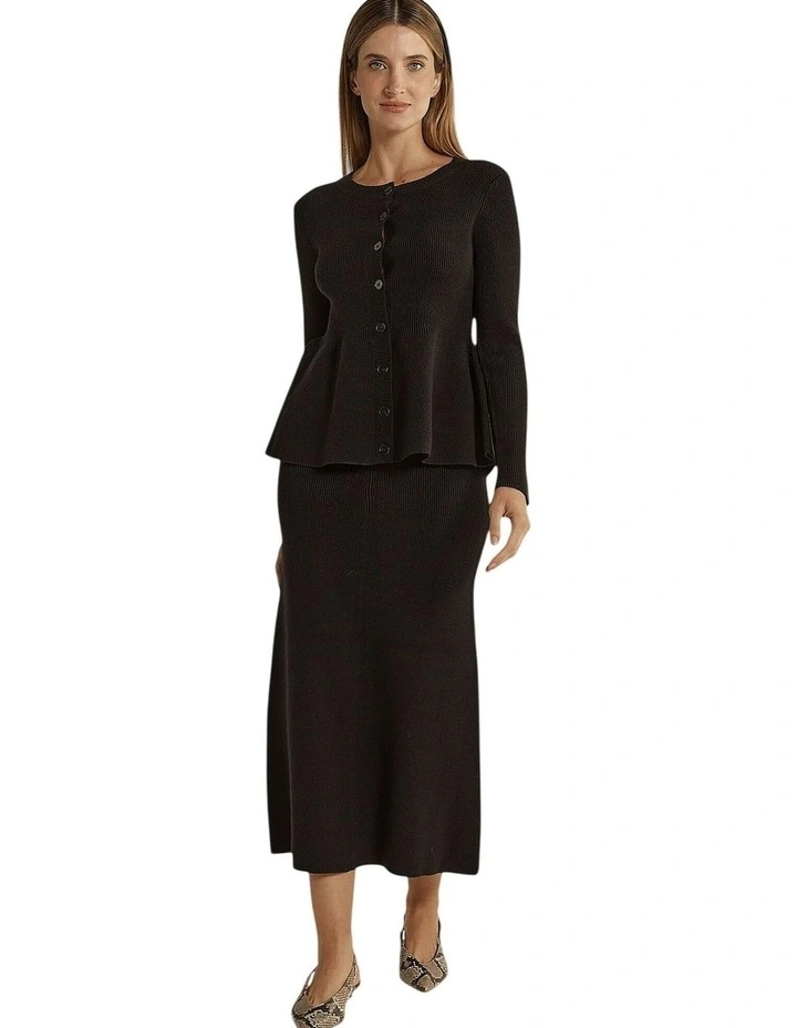 Vale Peplum Cardigan in Black image 4