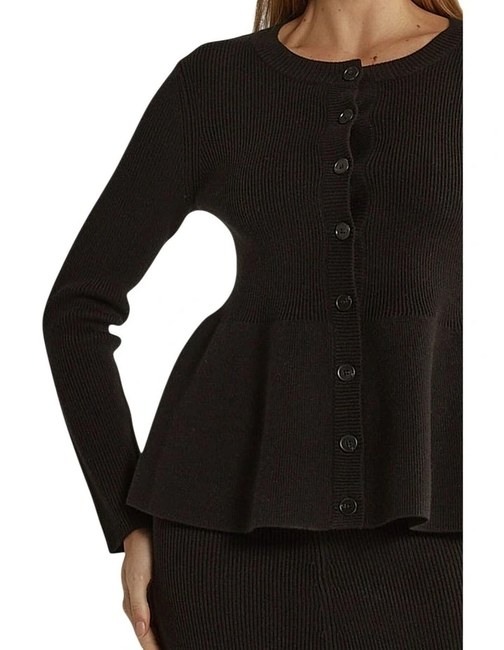 Vale Peplum Cardigan in Black image 5