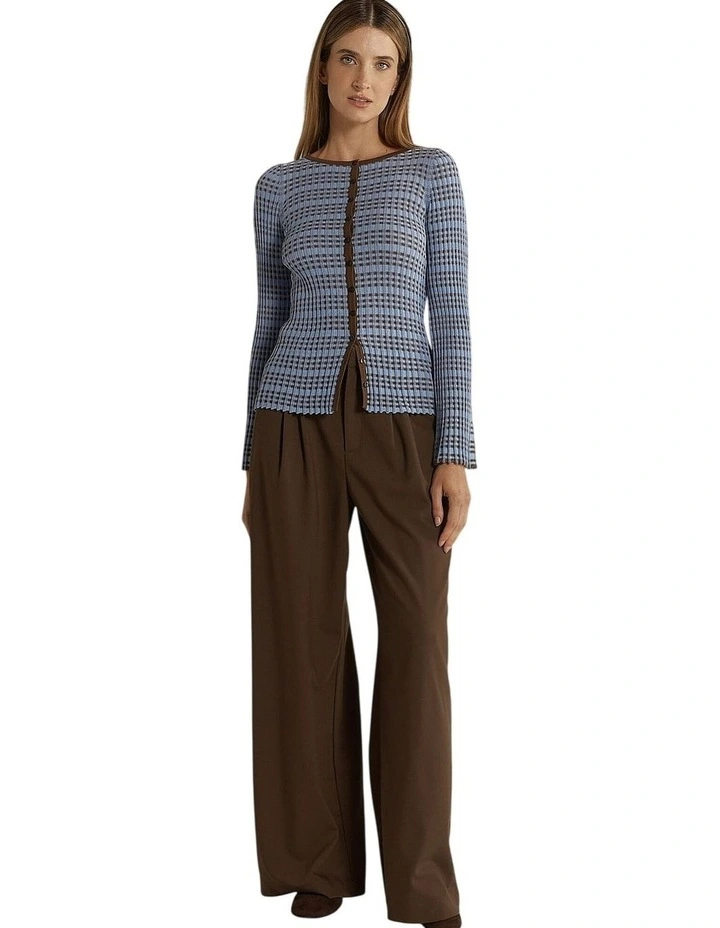 Nesta Check Knit Top in Blue/Chocolate image 4