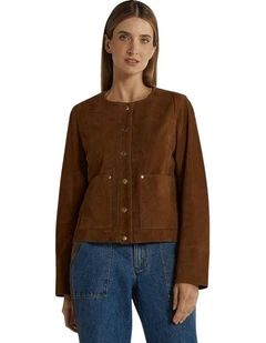 Faye Suede Jacket in Tan