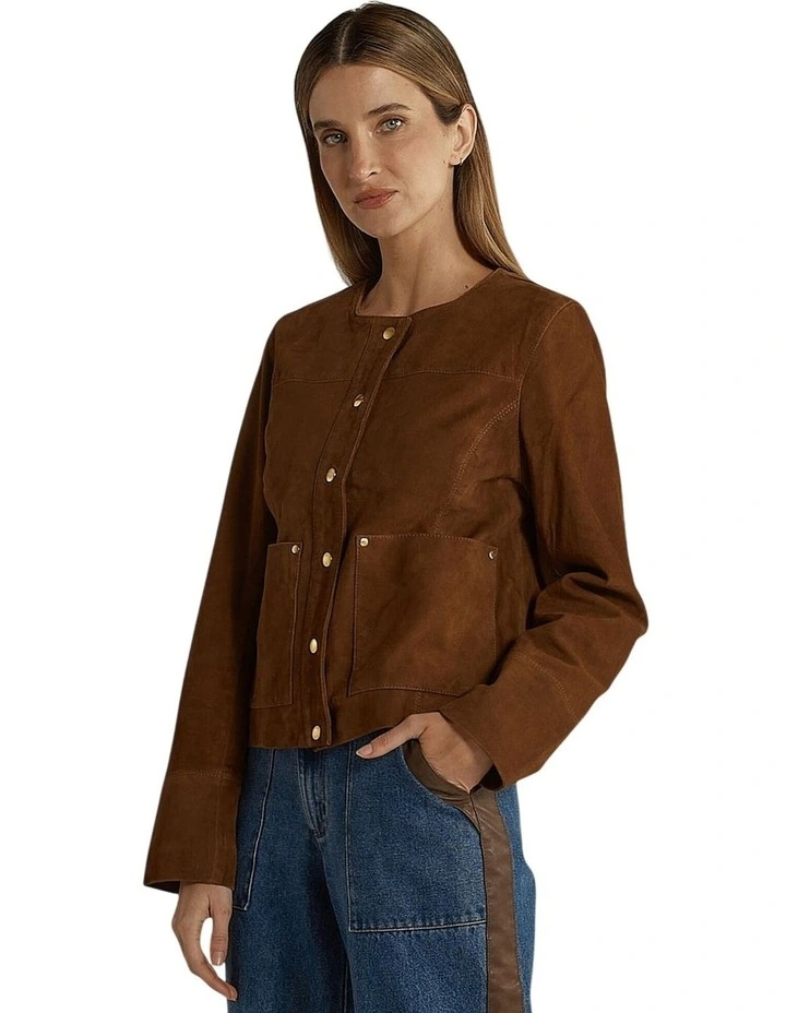 Faye Suede Jacket in Tan image 3