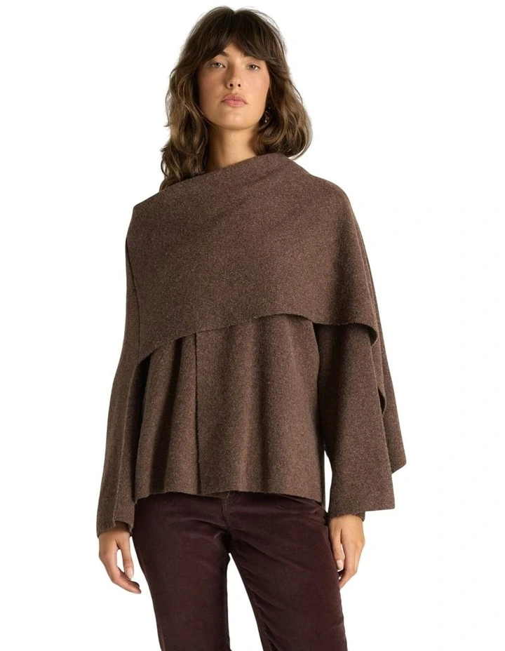 Amaris Cape Coatigan in Chocolate Marle image 1