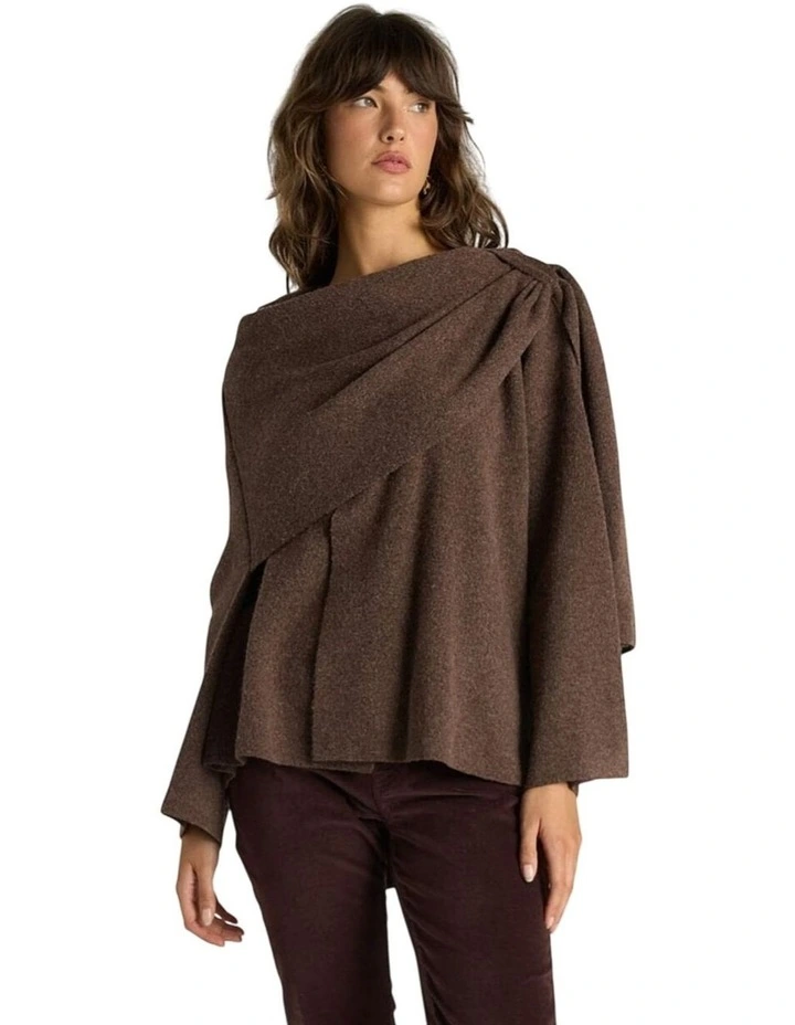 Amaris Cape Coatigan in Chocolate Marle image 3