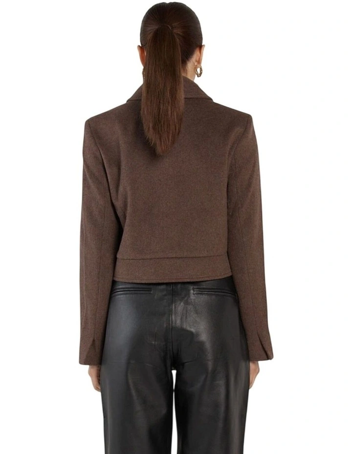 Devyn Wool Blend Cropped Jacket in Chocolate image 2