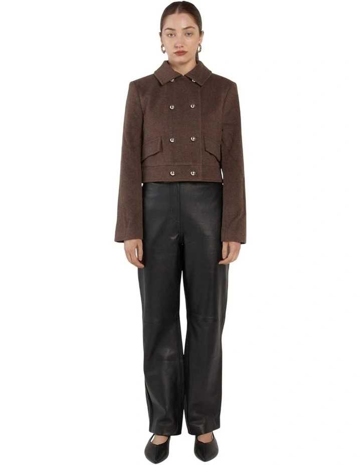 Devyn Wool Blend Cropped Jacket in Chocolate image 4