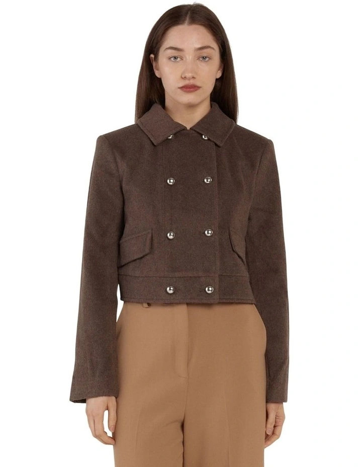 Devyn Wool Blend Cropped Jacket in Chocolate image 5