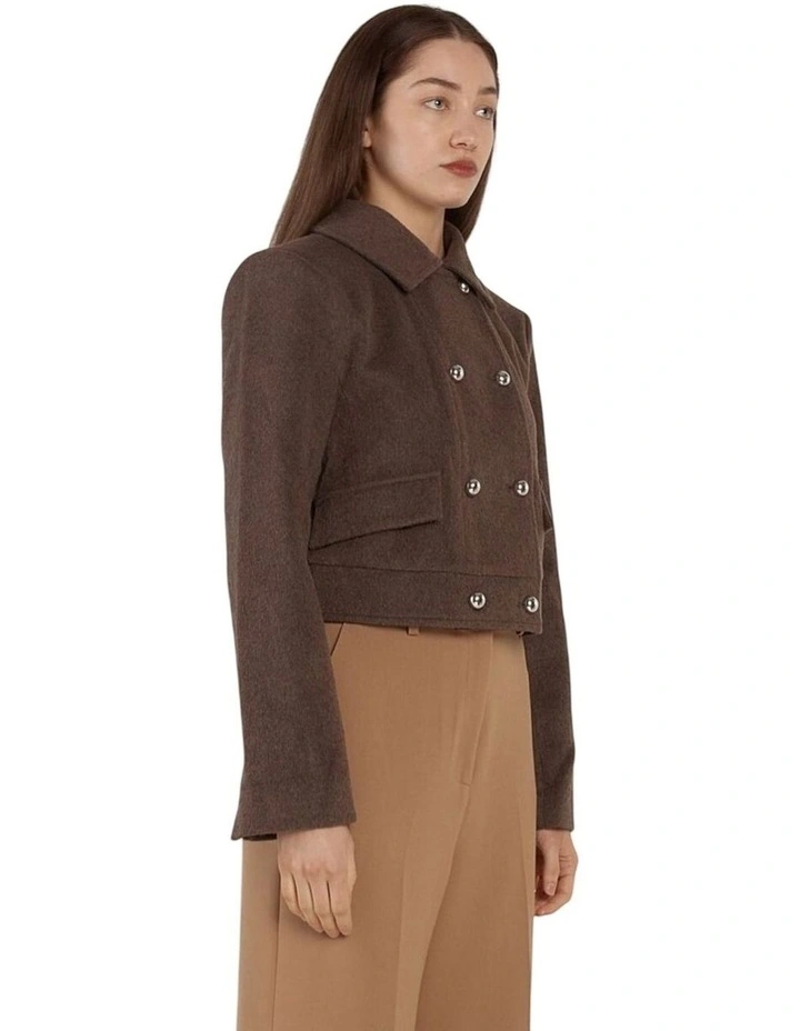 Devyn Wool Blend Cropped Jacket in Chocolate image 7