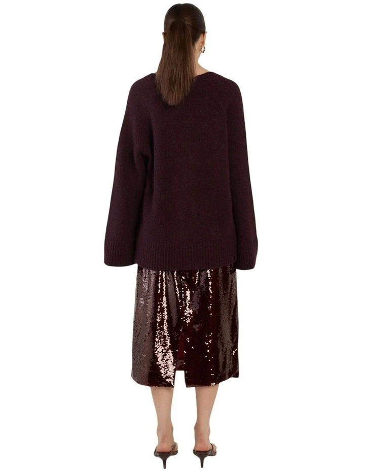 Zinnia Fluffy Cardigan in Burgundy image 2