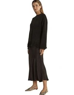 Anya Bias Cut Skirt in Black