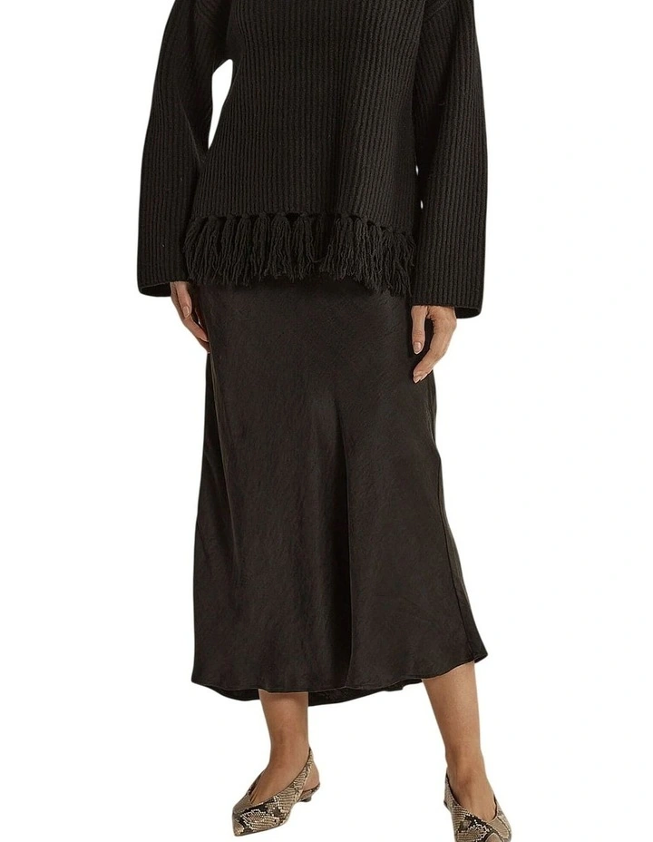 Anya Bias Cut Skirt in Black image 4