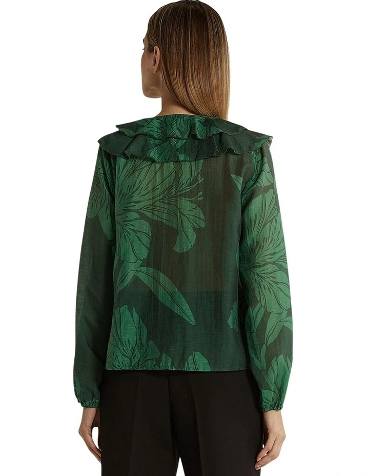 Lynn Ruffle Blouse in Evergreen image 2
