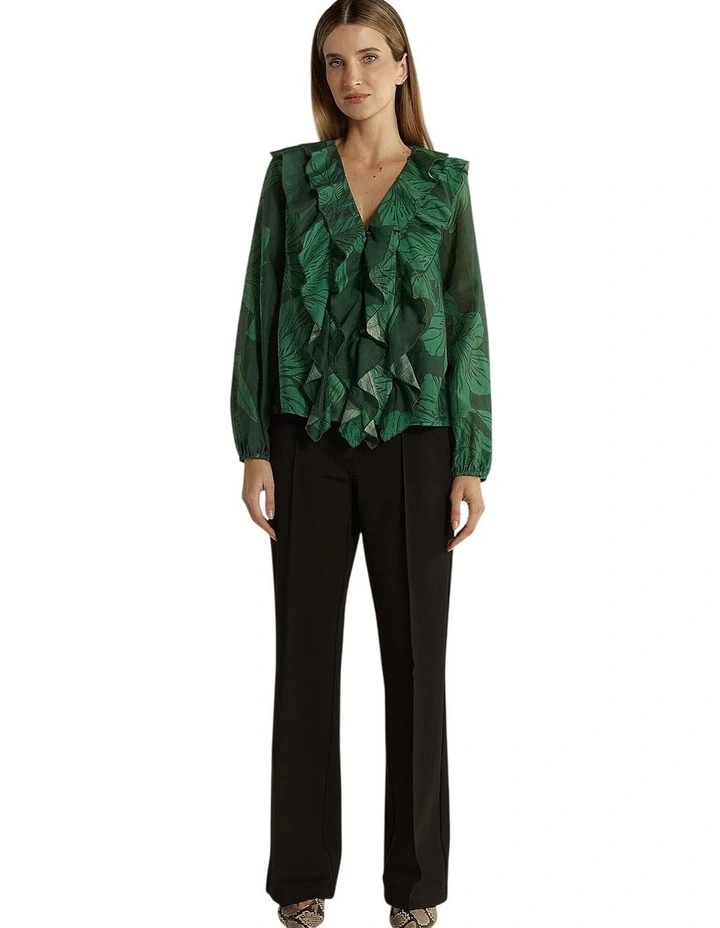 Lynn Ruffle Blouse in Evergreen image 4