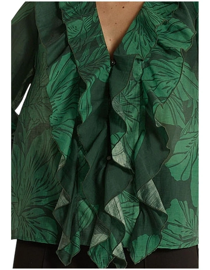 Lynn Ruffle Blouse in Evergreen image 5