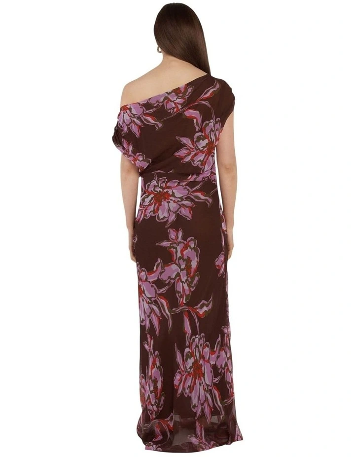 Margo One Shoulder Dress in Dark Flower Print image 2