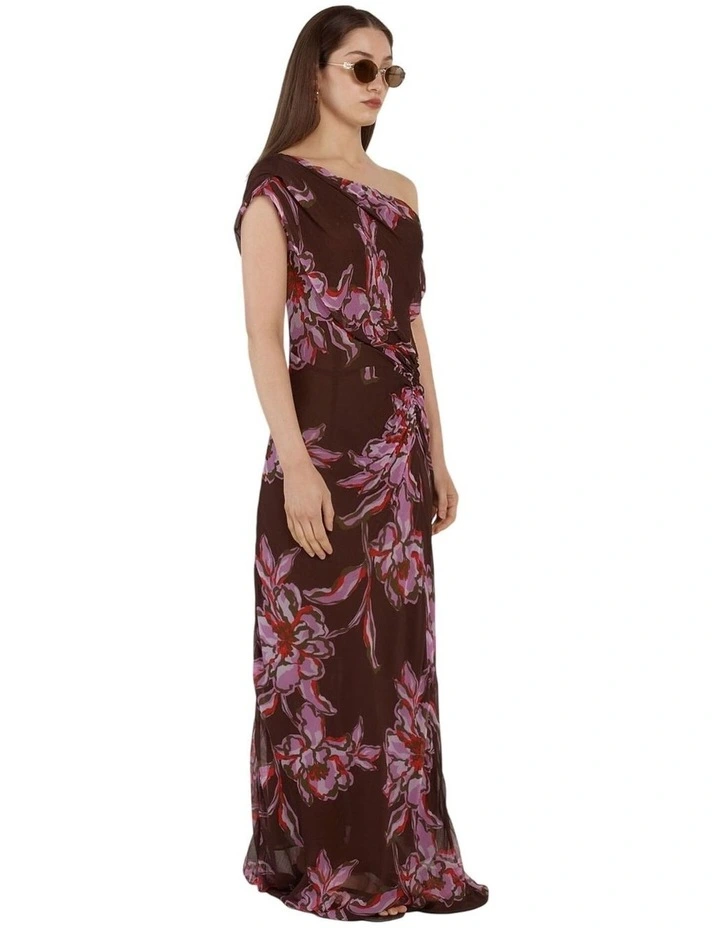 Margo One Shoulder Dress in Dark Flower Print image 3