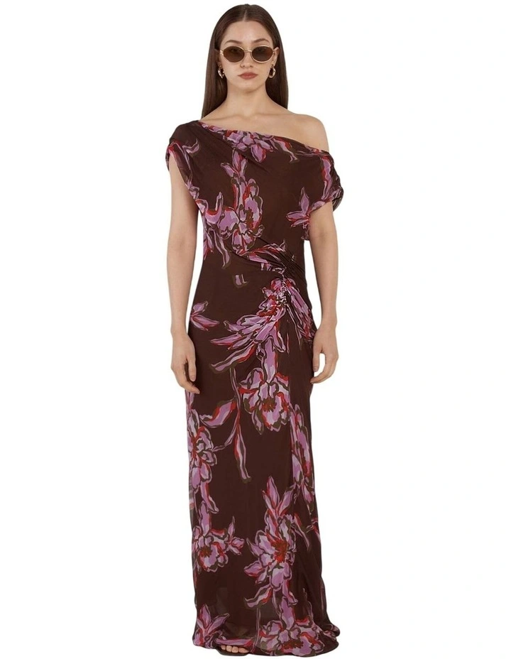 Margo One Shoulder Dress in Dark Flower Print image 4