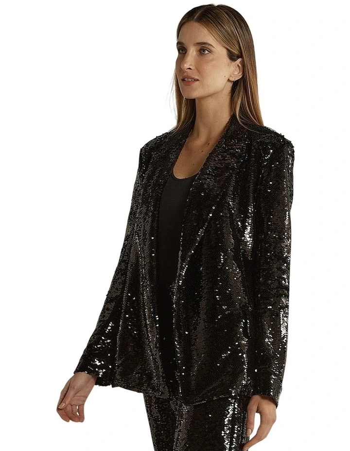 Rayne Sequin Blazer in Black image 3