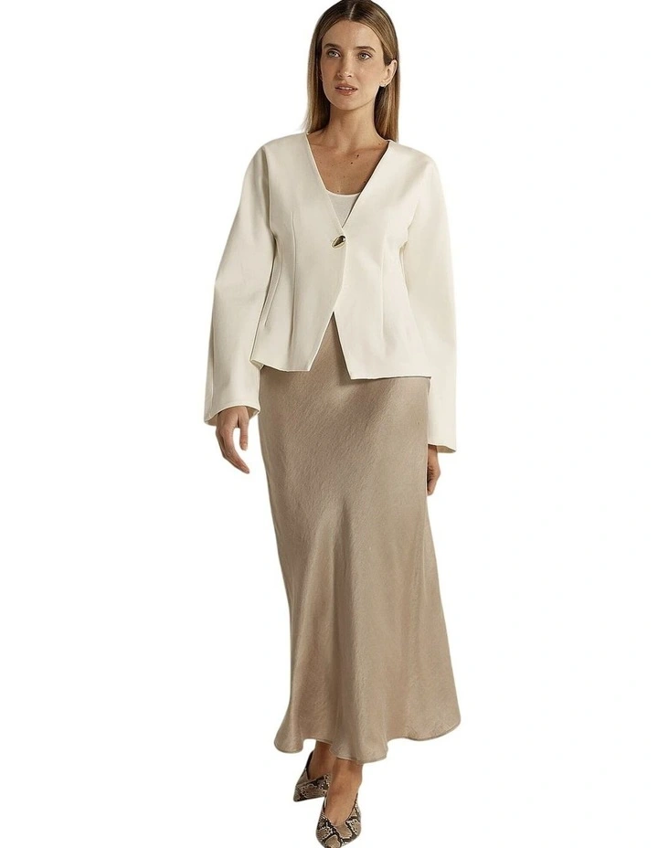 Anya Bias Cut Midi Skirt in Champagne image 1