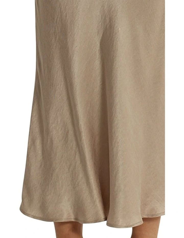 Anya Bias Cut Midi Skirt in Champagne image 5