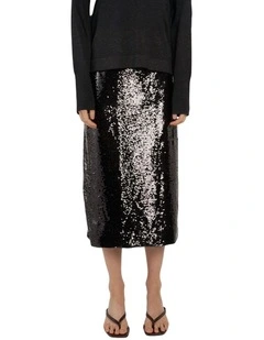 Monroe Sequin Pencil Skirt in Black
