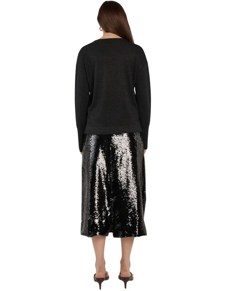 Monroe Sequin Pencil Skirt in Black image 2